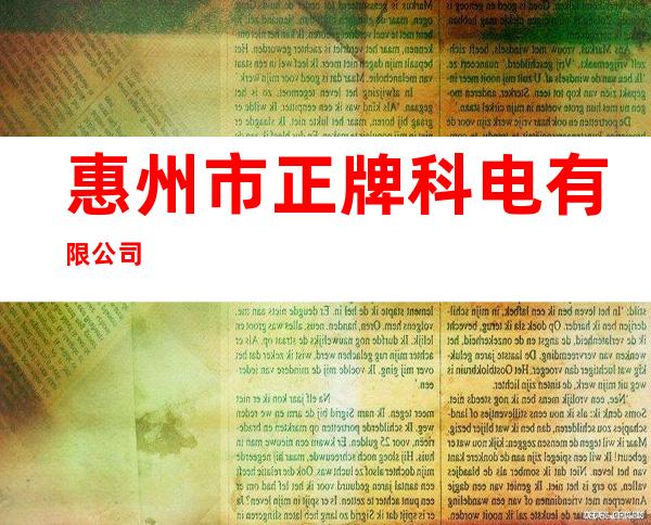 惠州市正牌科电有限公司
